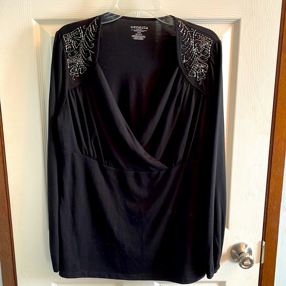Venezia 14-16 black‎ beaded top.